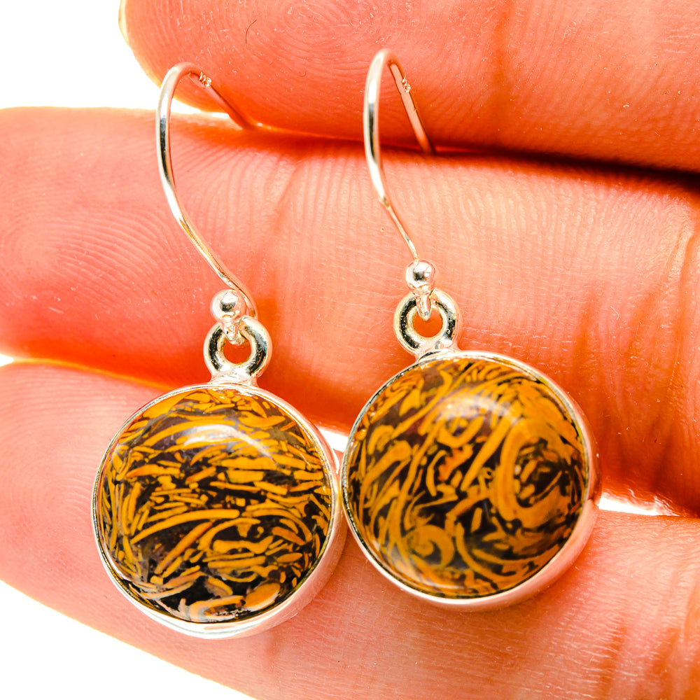 Palm Wood Jasper Earrings handcrafted by Anasilvercos - EARR417116