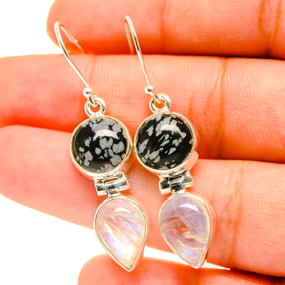 Snowflake Obsidian Earrings handcrafted by Anasilvercos - EARR417131