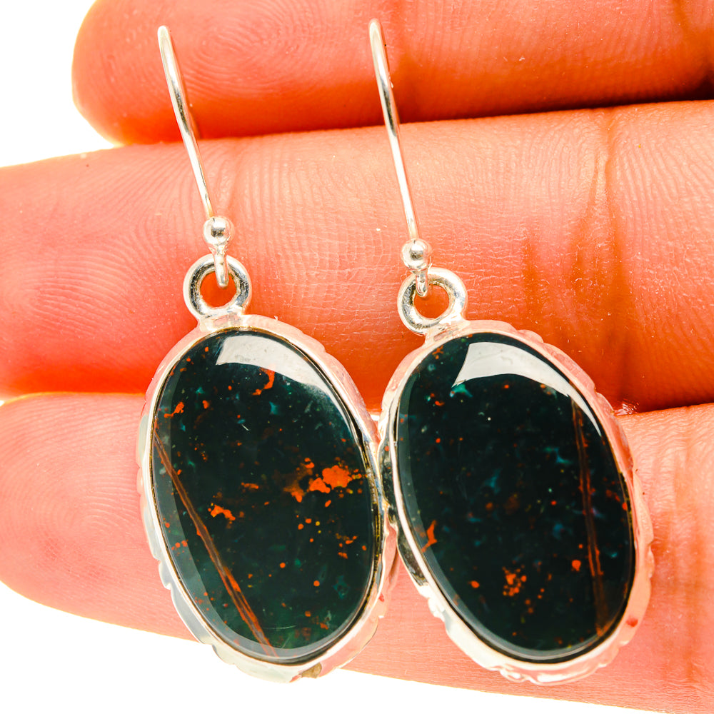 Bloodstone Earrings handcrafted by Anasilvercos - EARR417135