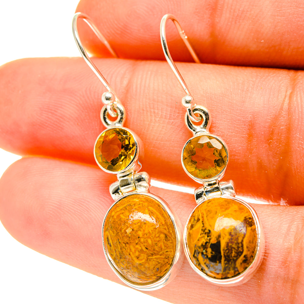 Palm Wood Jasper Earrings handcrafted by Anasilvercos - EARR417136