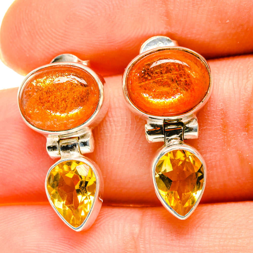 Sunstone Earrings handcrafted by Anasilvercos - EARR417155