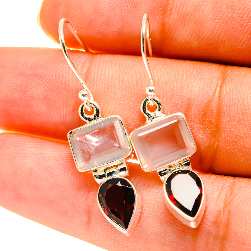 Rose Quartz Earrings handcrafted by Anasilvercos - EARR417167