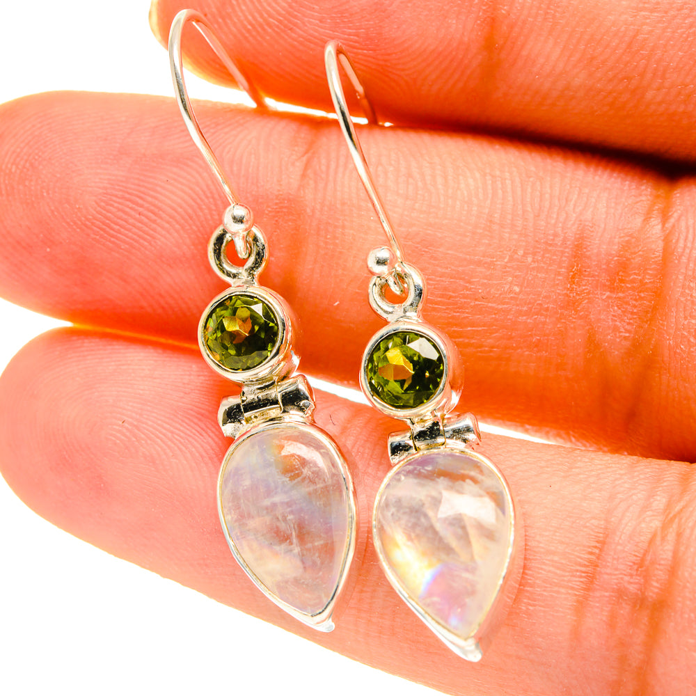 Rainbow Moonstone Earrings handcrafted by Anasilvercos - EARR417173