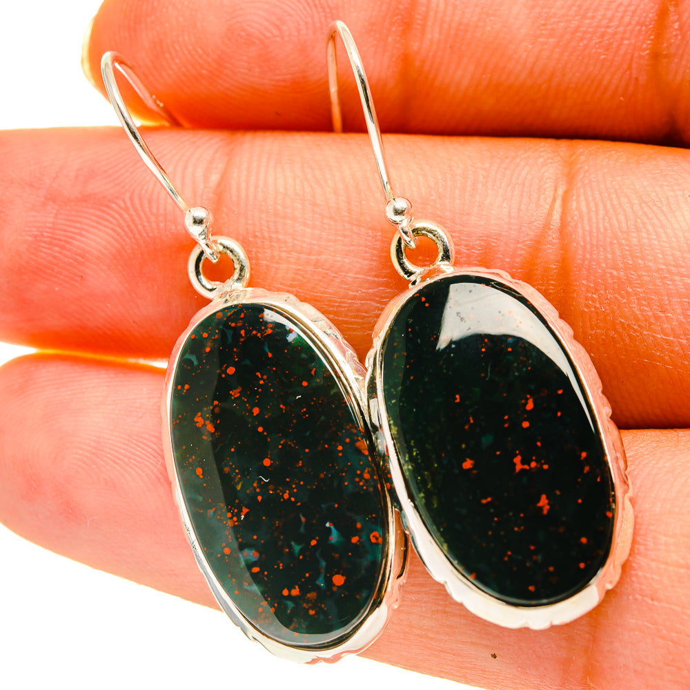 Bloodstone Earrings handcrafted by Anasilvercos - EARR417193
