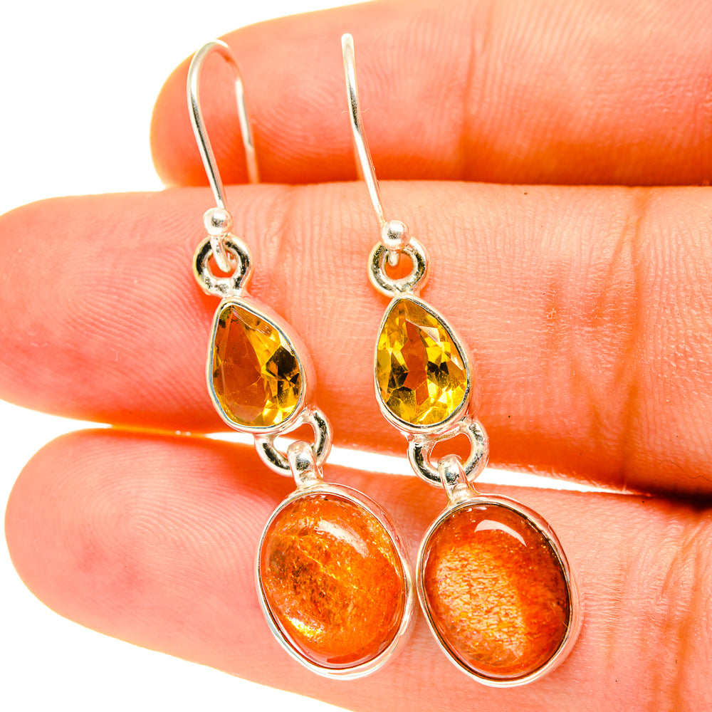 Sunstone Earrings handcrafted by Anasilvercos - EARR417210