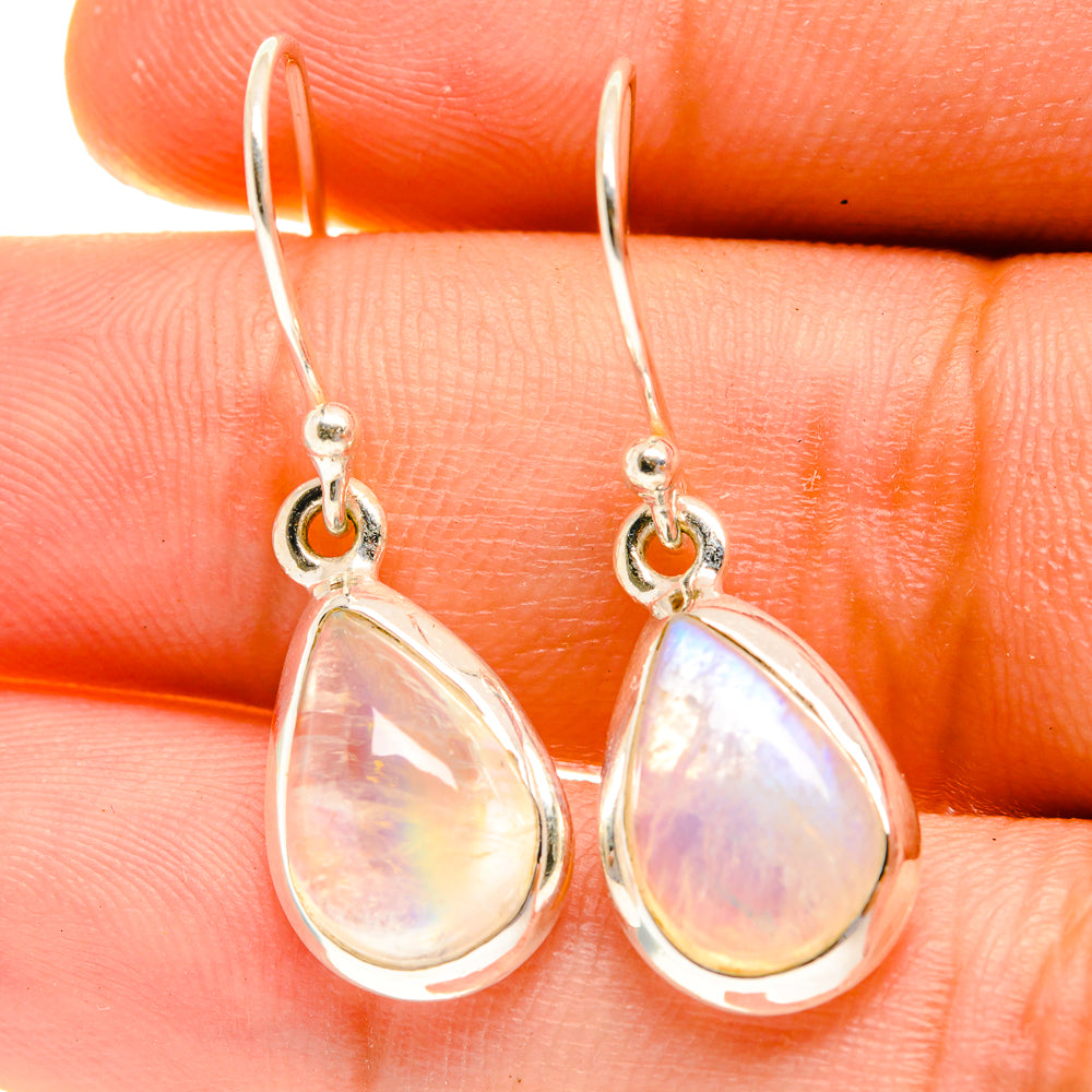 Rainbow Moonstone Earrings handcrafted by Anasilvercos - EARR417216
