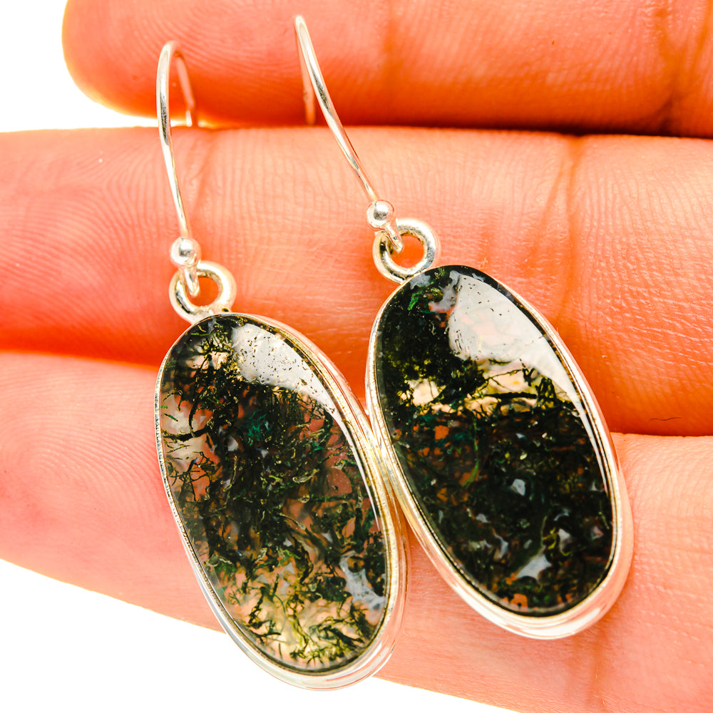 Green Moss Agate Earrings handcrafted by Anasilvercos - EARR417237