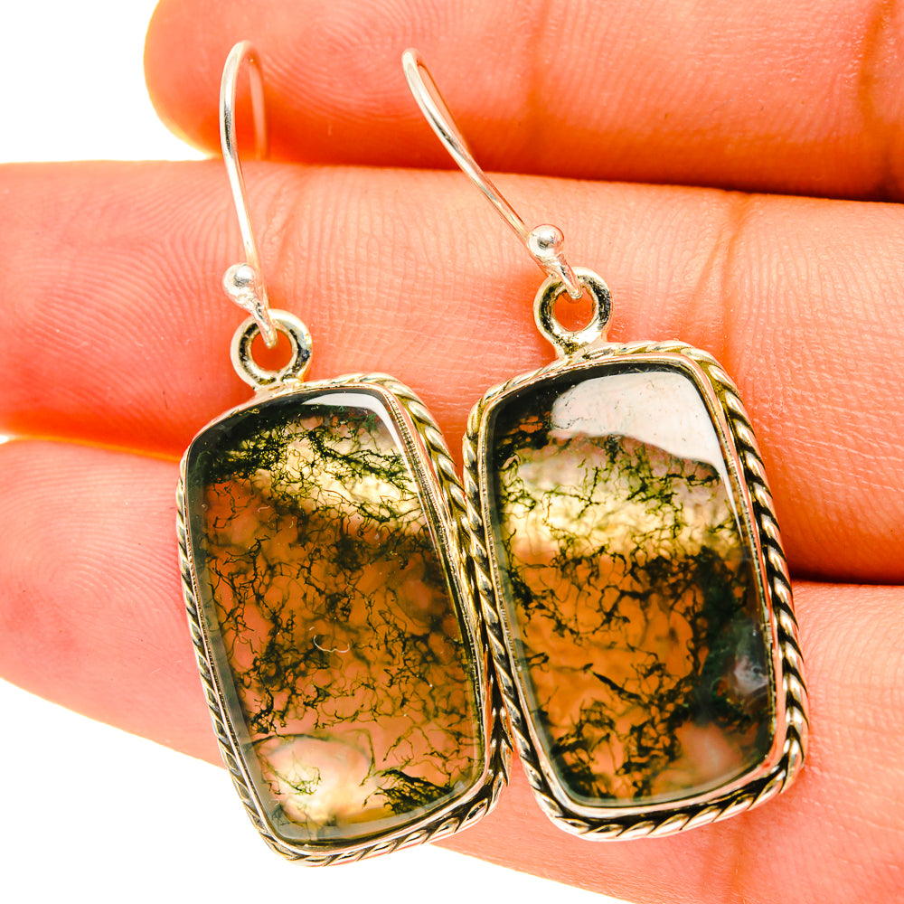 Green Moss Agate Earrings handcrafted by Anasilvercos - EARR417241