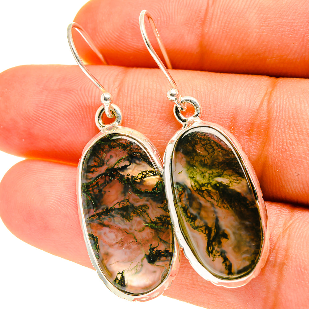 Green Moss Agate Earrings handcrafted by Anasilvercos - EARR417245