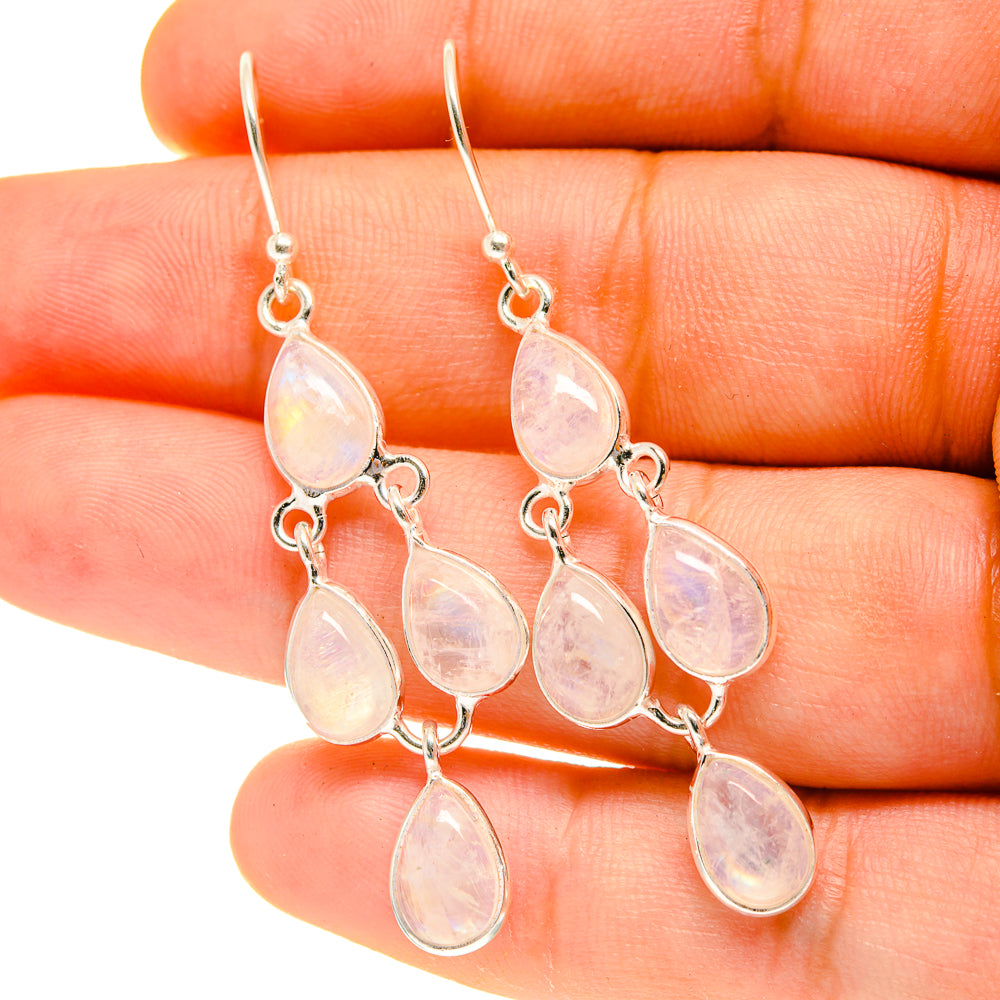 Rainbow Moonstone Earrings handcrafted by Anasilvercos - EARR417258