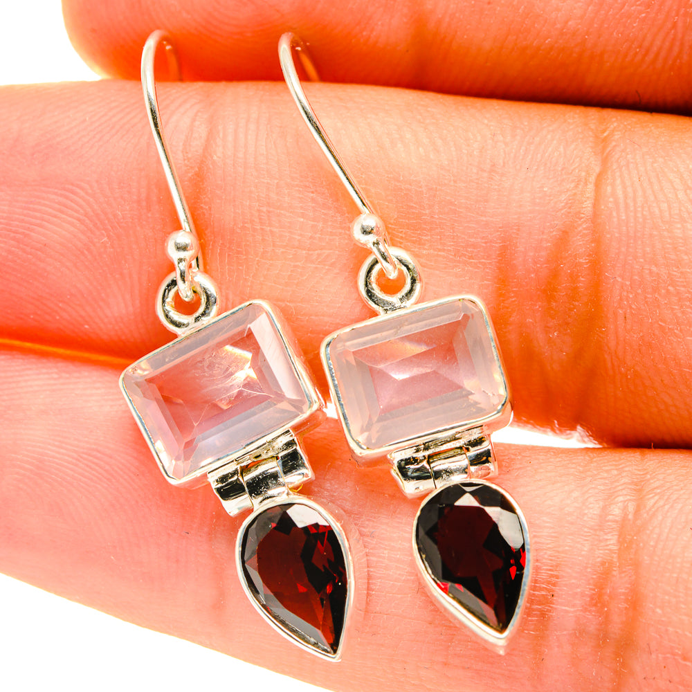 Rose Quartz Earrings handcrafted by Anasilvercos - EARR417274