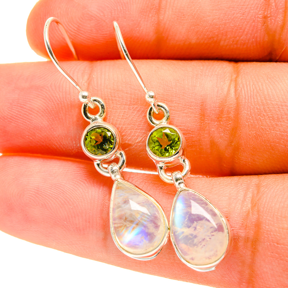 Rainbow Moonstone Earrings handcrafted by Anasilvercos - EARR417279