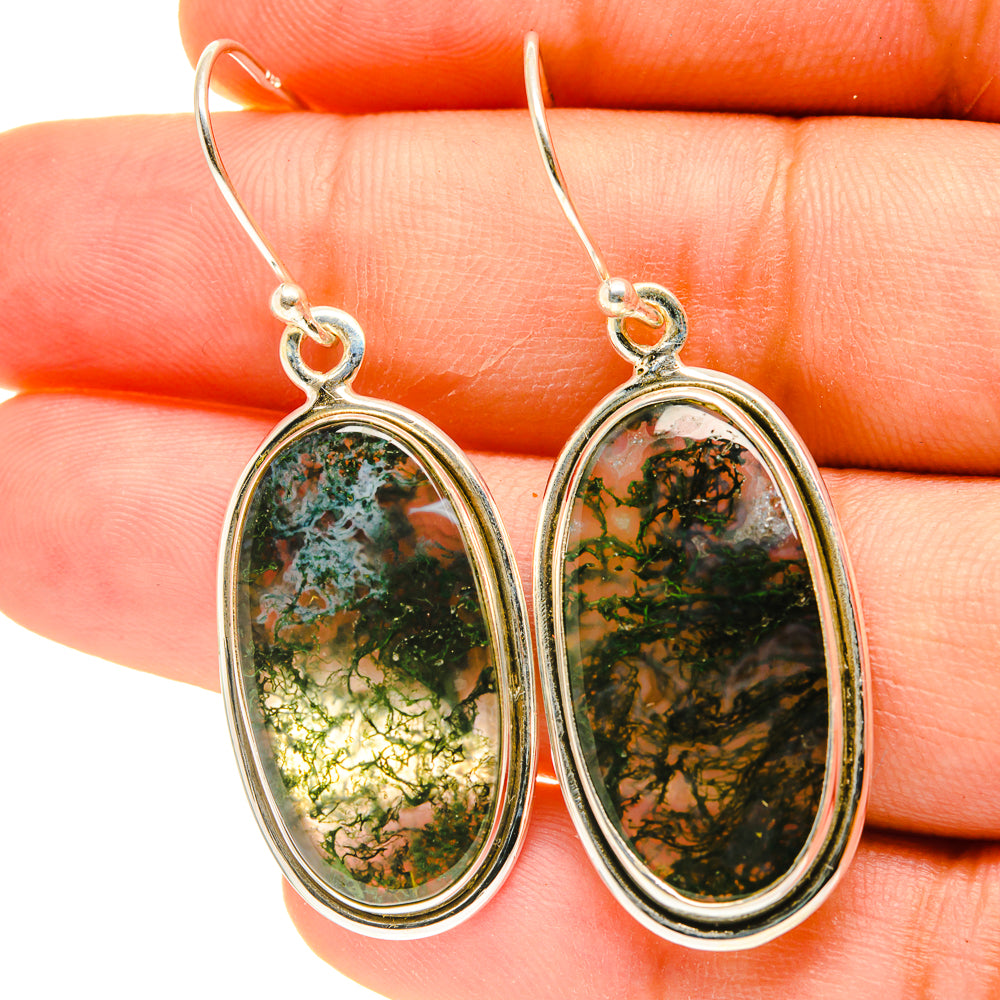 Green Moss Agate Earrings handcrafted by Anasilvercos - EARR417290