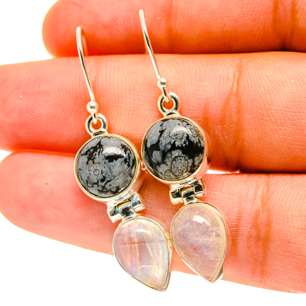 Snowflake Obsidian Earrings handcrafted by Anasilvercos - EARR417295