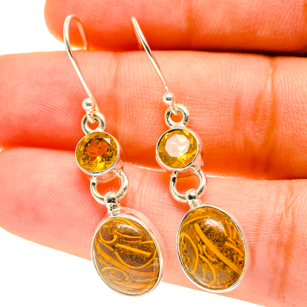 Palm Wood Jasper Earrings handcrafted by Anasilvercos - EARR417301