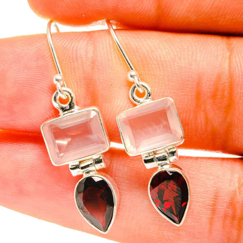 Rose Quartz Earrings handcrafted by Anasilvercos - EARR417311