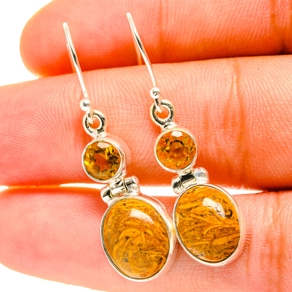 Palm Wood Jasper Earrings handcrafted by Anasilvercos - EARR417315