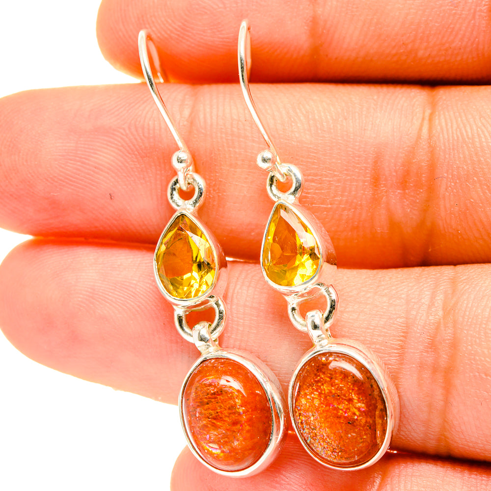 Sunstone Earrings handcrafted by Anasilvercos - EARR417329
