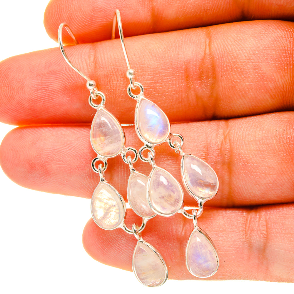 Rainbow Moonstone Earrings handcrafted by Anasilvercos - EARR417330