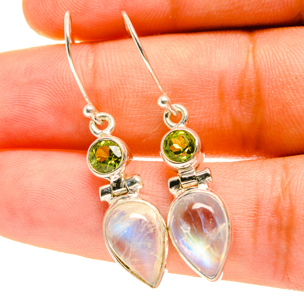 Rainbow Moonstone Earrings handcrafted by Anasilvercos - EARR417337