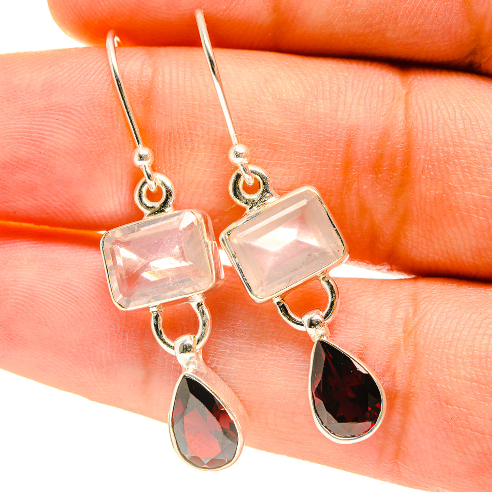 Rose Quartz Earrings handcrafted by Anasilvercos - EARR417339