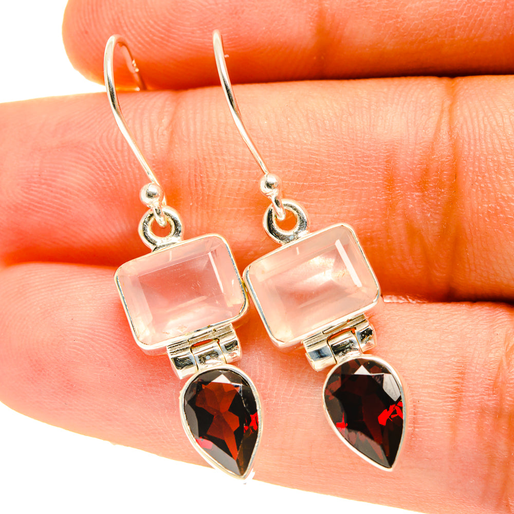 Rose Quartz Earrings handcrafted by Anasilvercos - EARR417342