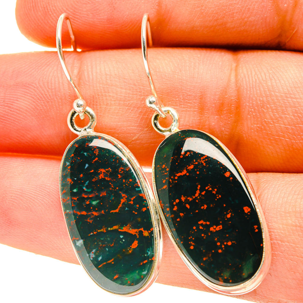 Bloodstone Earrings handcrafted by Anasilvercos - EARR417344