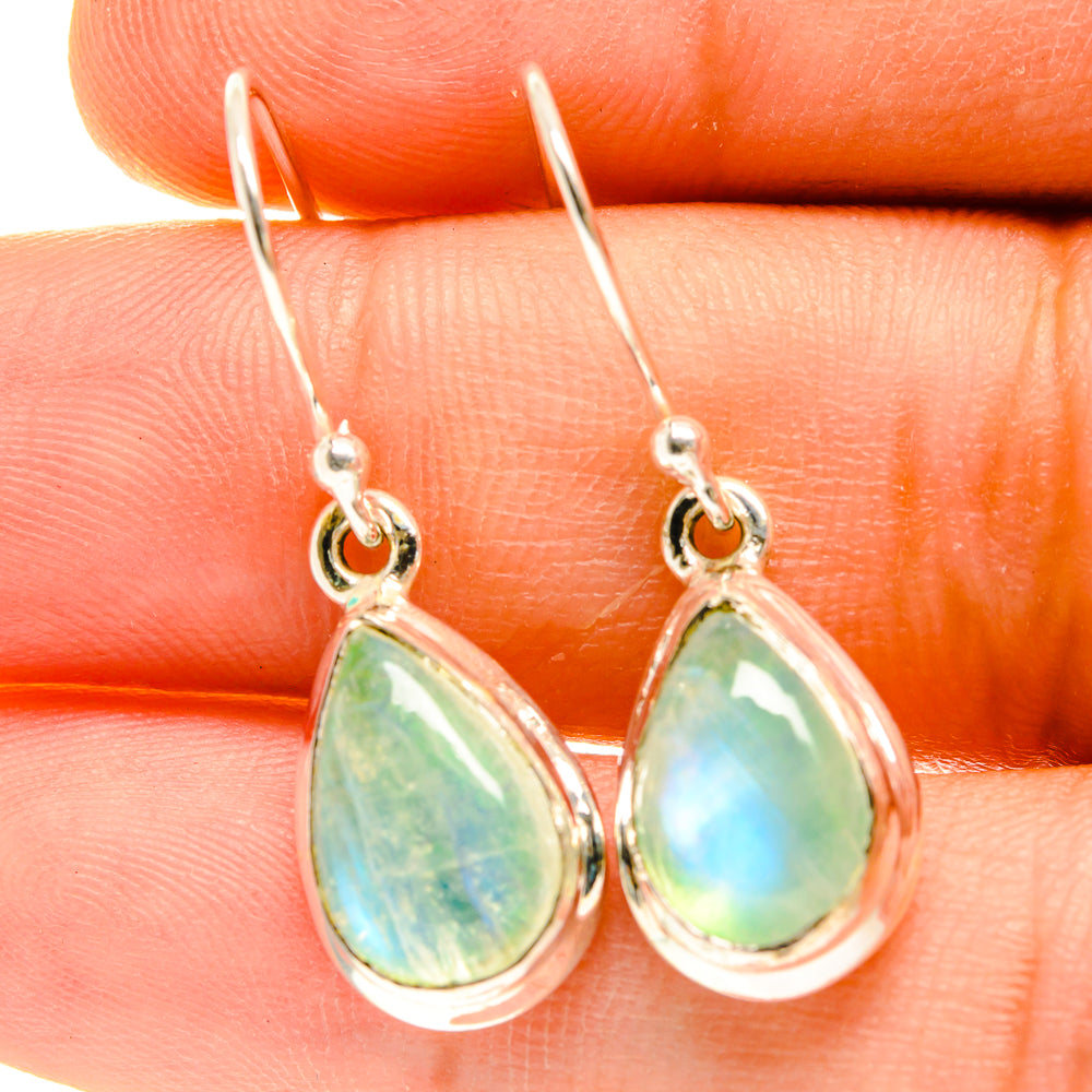 Green Moonstone Earrings handcrafted by Anasilvercos - EARR417355