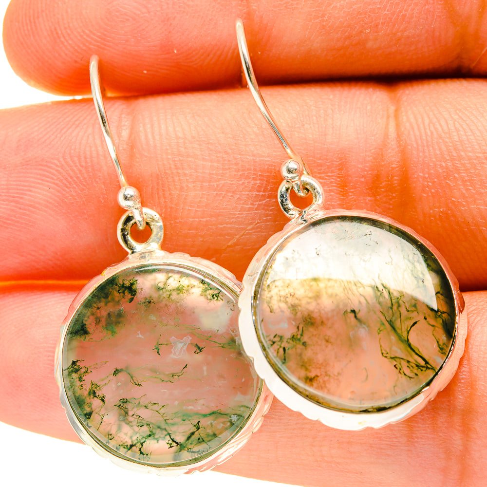 Green Moss Agate Earrings handcrafted by Anasilvercos - EARR417357