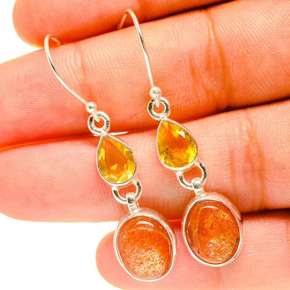 Sunstone Earrings handcrafted by Anasilvercos - EARR417358