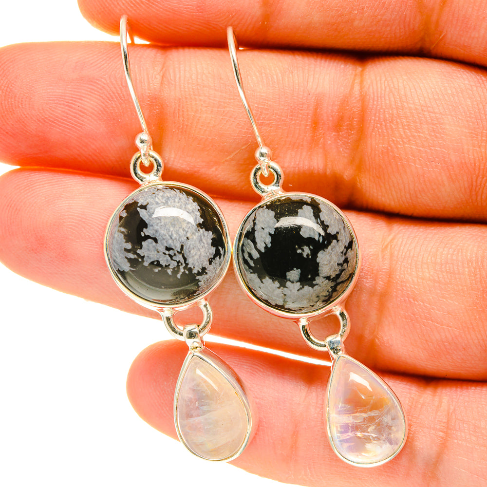 Snowflake Obsidian Earrings handcrafted by Anasilvercos - EARR417359