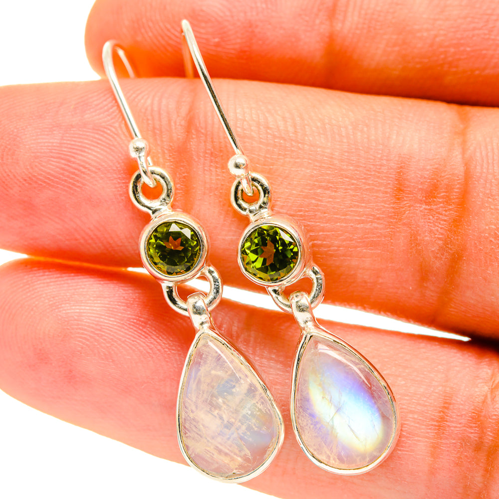 Rainbow Moonstone Earrings handcrafted by Anasilvercos - EARR417360