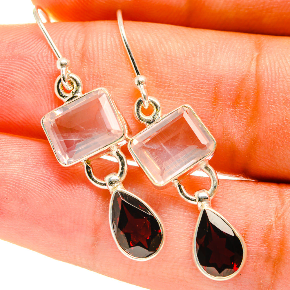 Rose Quartz Earrings handcrafted by Anasilvercos - EARR417371