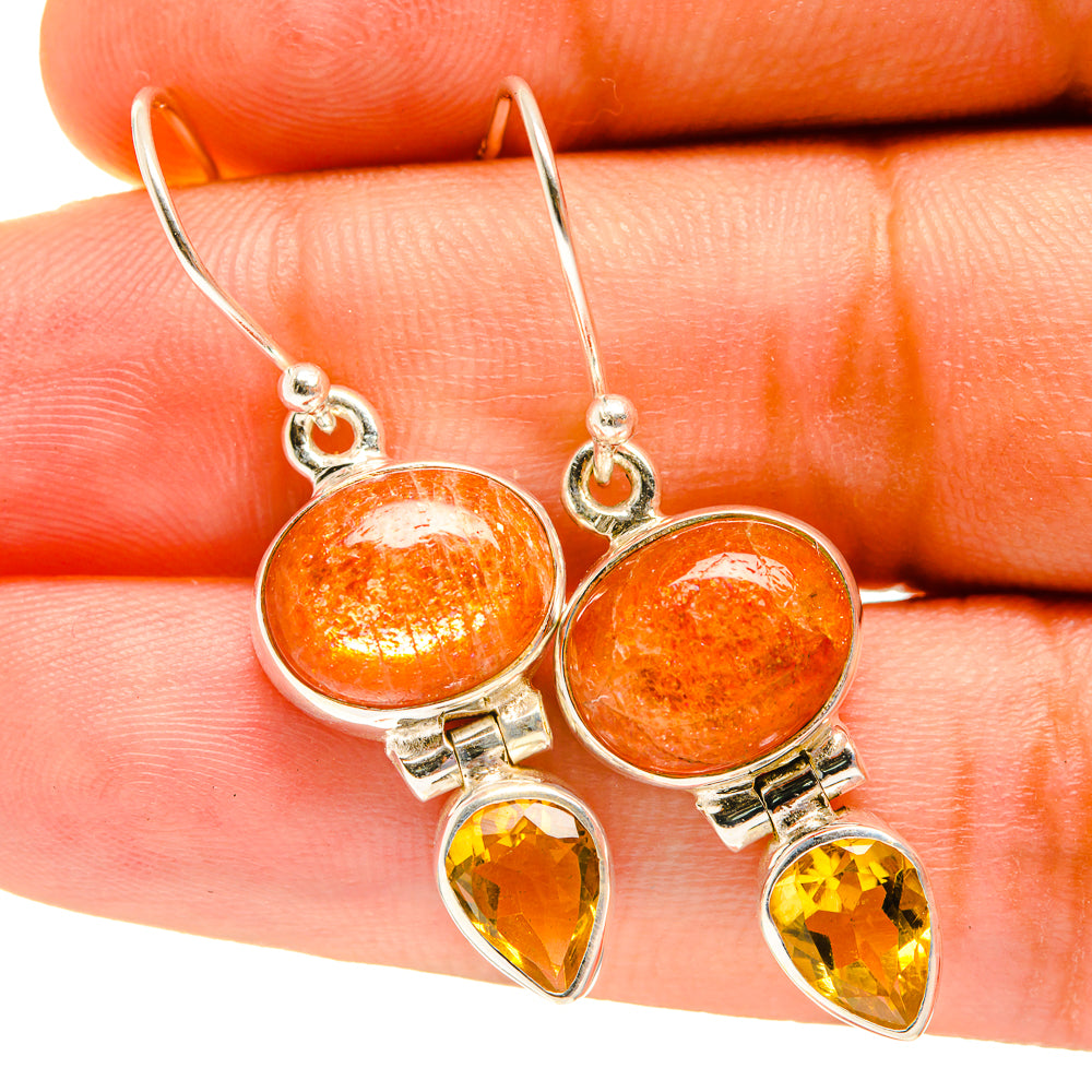 Sunstone Earrings handcrafted by Anasilvercos - EARR417373