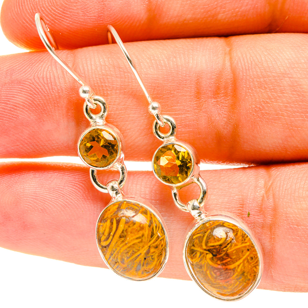 Palm Wood Jasper Earrings handcrafted by Anasilvercos - EARR417374
