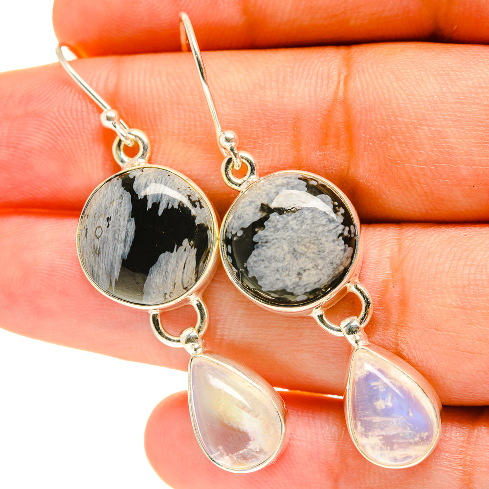 Snowflake Obsidian Earrings handcrafted by Anasilvercos - EARR417379