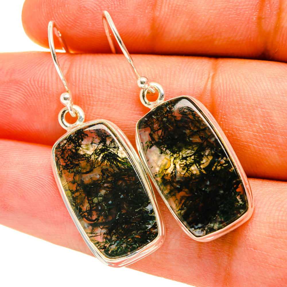 Green Moss Agate Earrings handcrafted by Anasilvercos - EARR417390