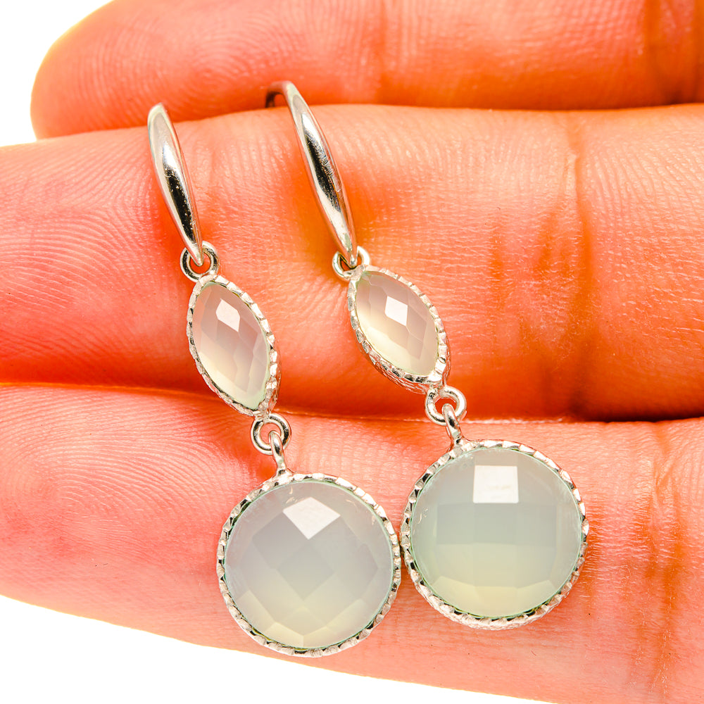 Aqua Chalcedony Earrings handcrafted by Anasilvercos - EARR417393