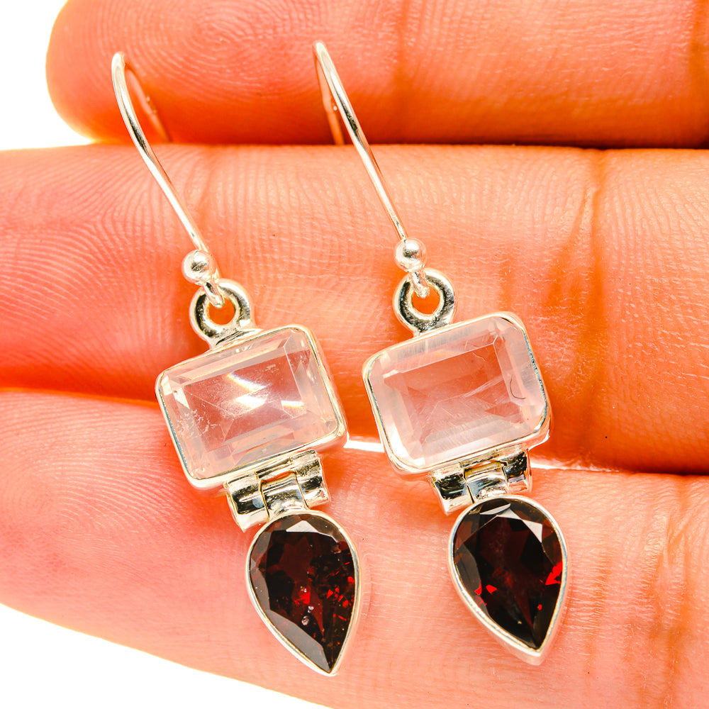 Rose Quartz Earrings handcrafted by Anasilvercos - EARR417406