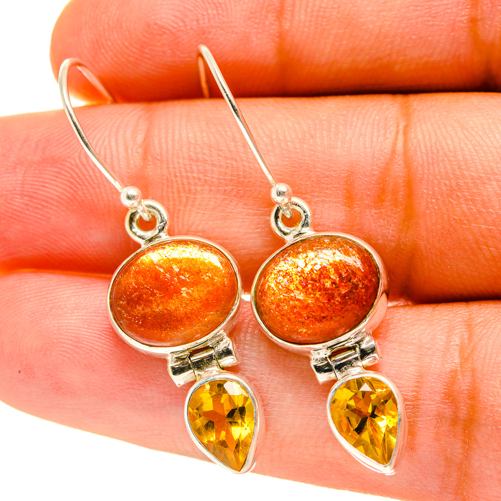 Sunstone Earrings handcrafted by Anasilvercos - EARR417407