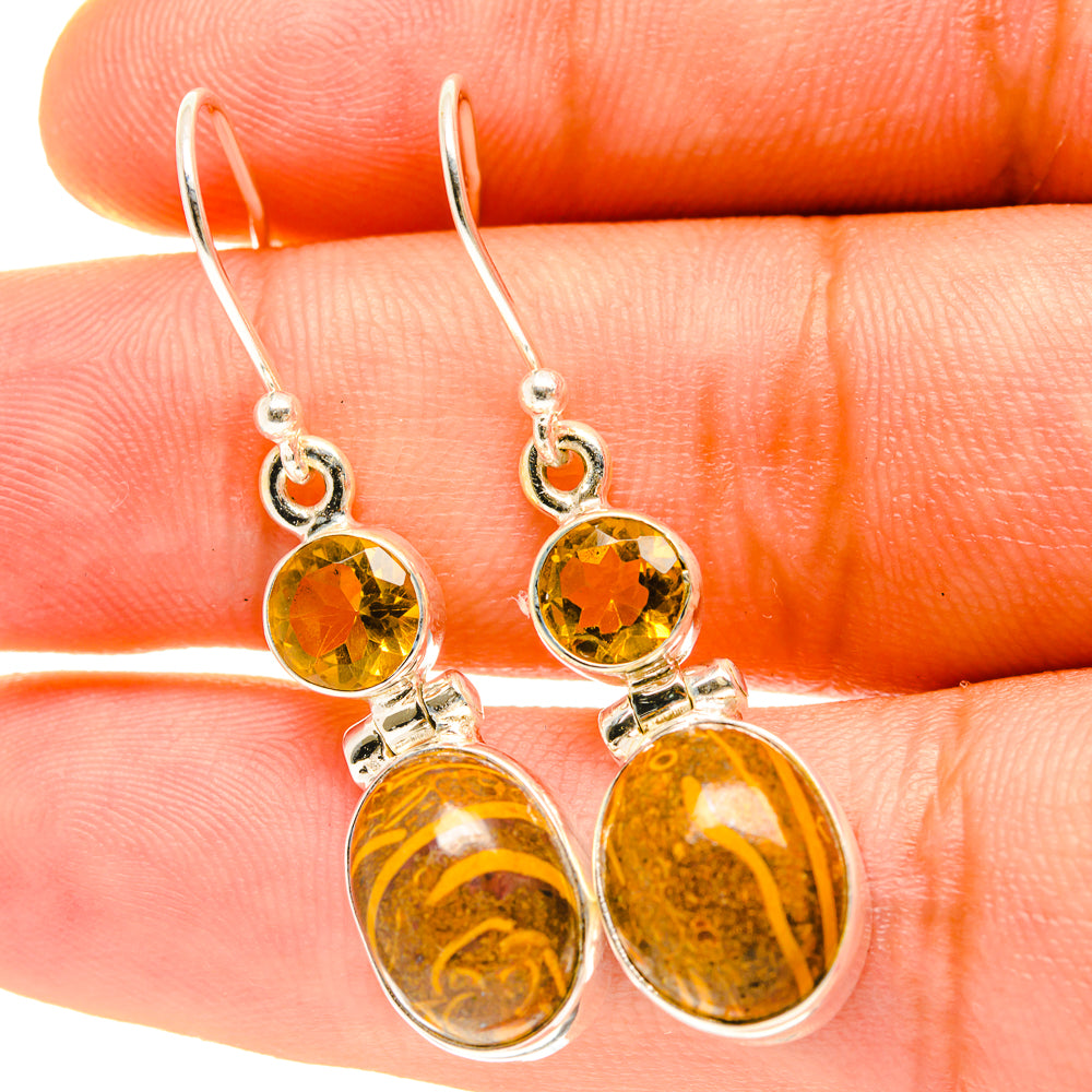 Palm Wood Jasper Earrings handcrafted by Anasilvercos - EARR417412