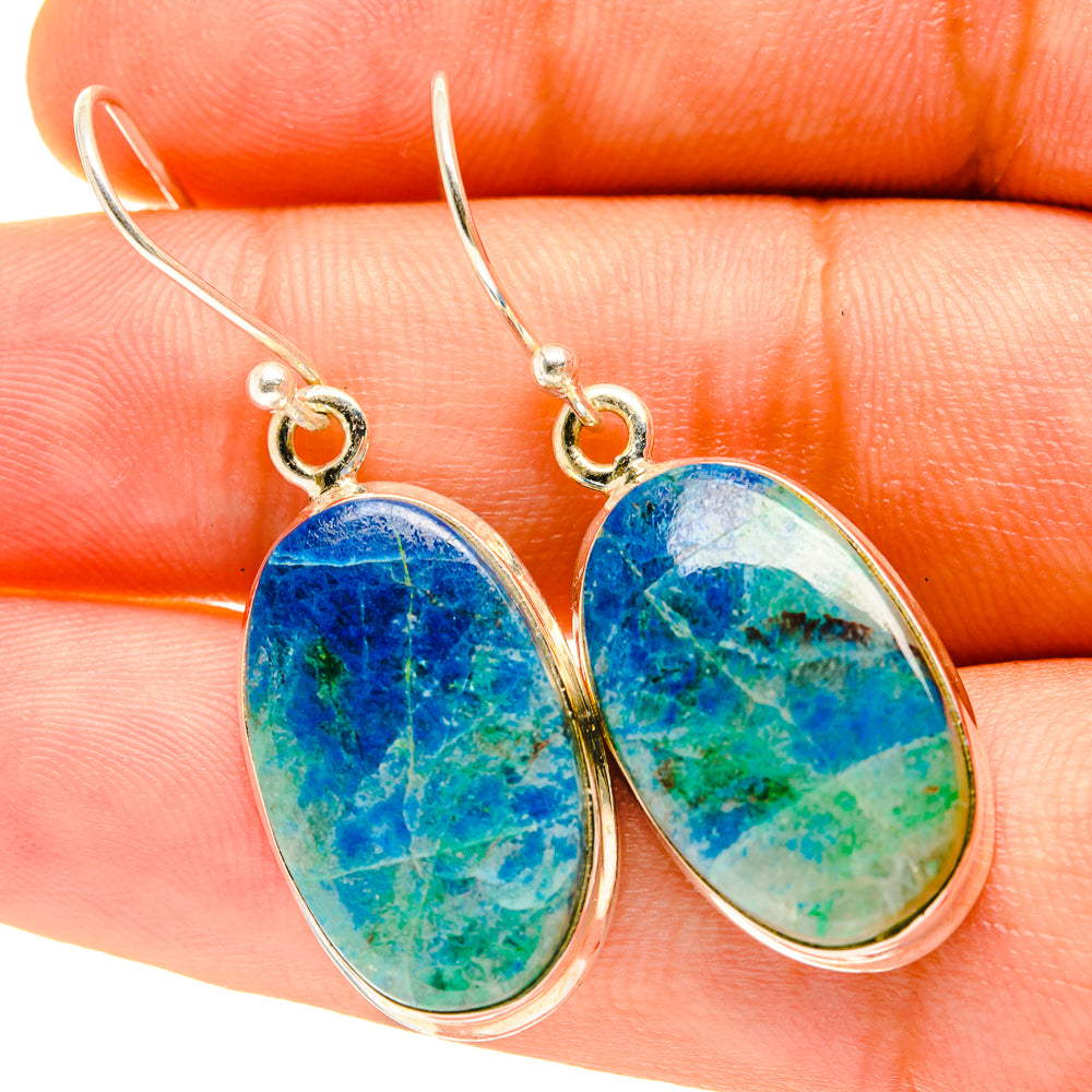 Chrysocolla In Quartz Earrings handcrafted by Anasilvercos - EARR417413