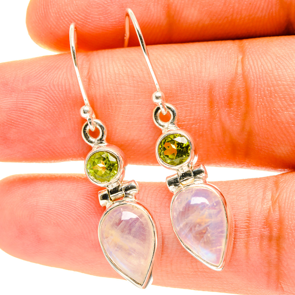 Rainbow Moonstone Earrings handcrafted by Anasilvercos - EARR417424