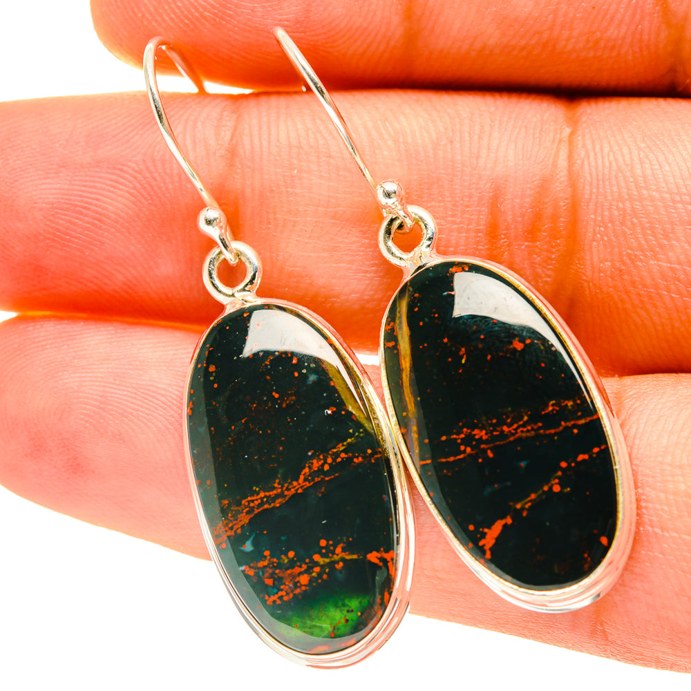 Bloodstone Earrings handcrafted by Anasilvercos - EARR417425