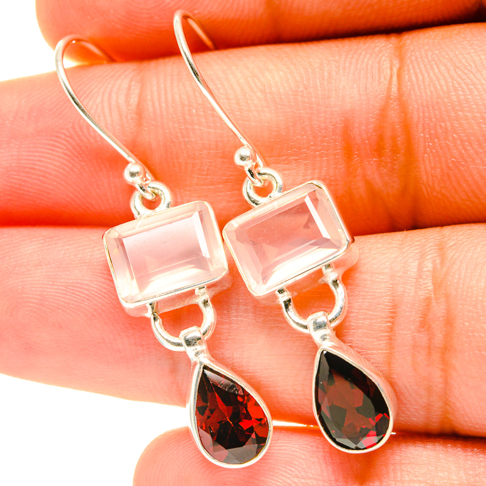 Rose Quartz Earrings handcrafted by Anasilvercos - EARR417426