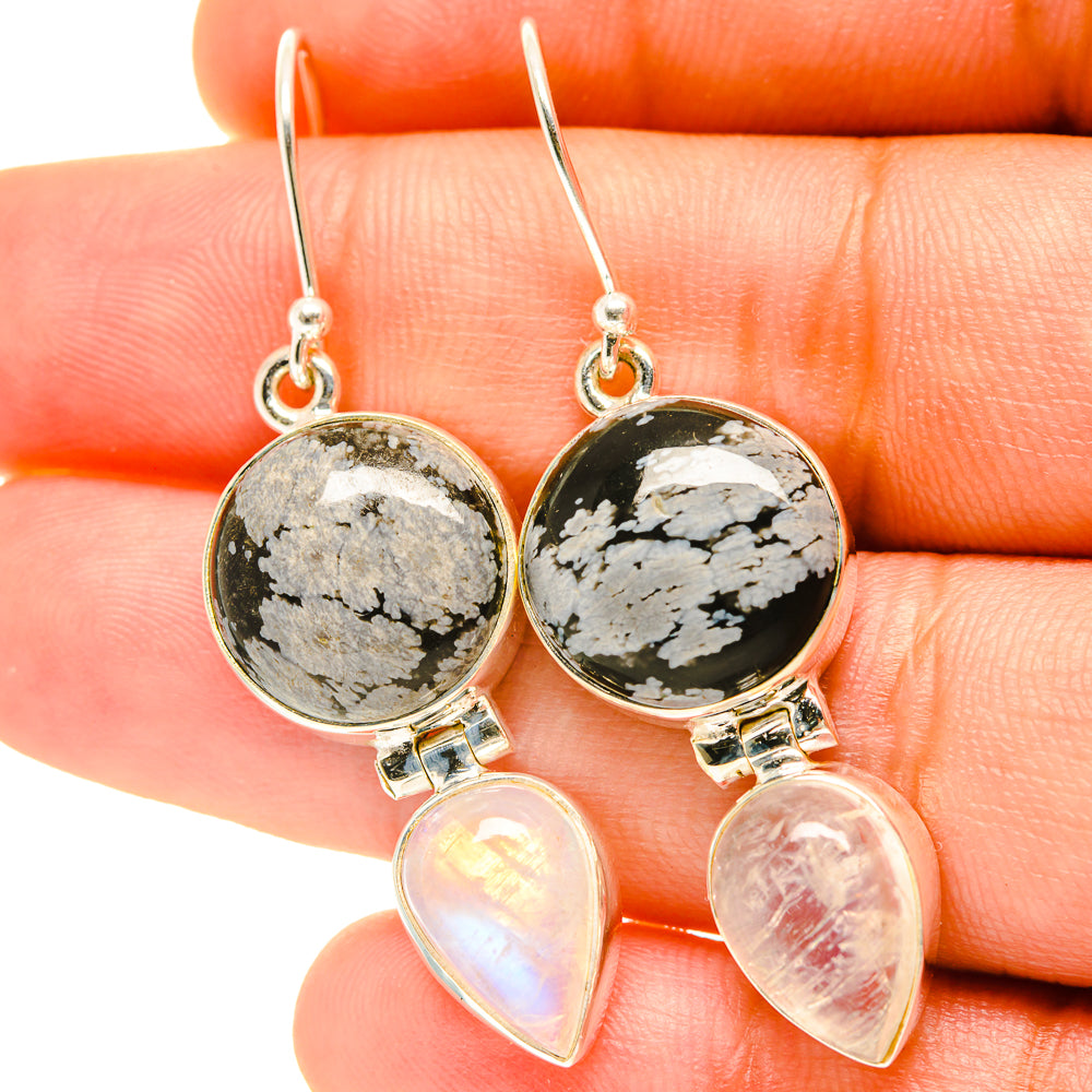 Snowflake Obsidian Earrings handcrafted by Anasilvercos - EARR417434