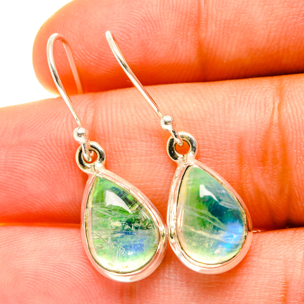 Green Moonstone Earrings handcrafted by Anasilvercos - EARR417436