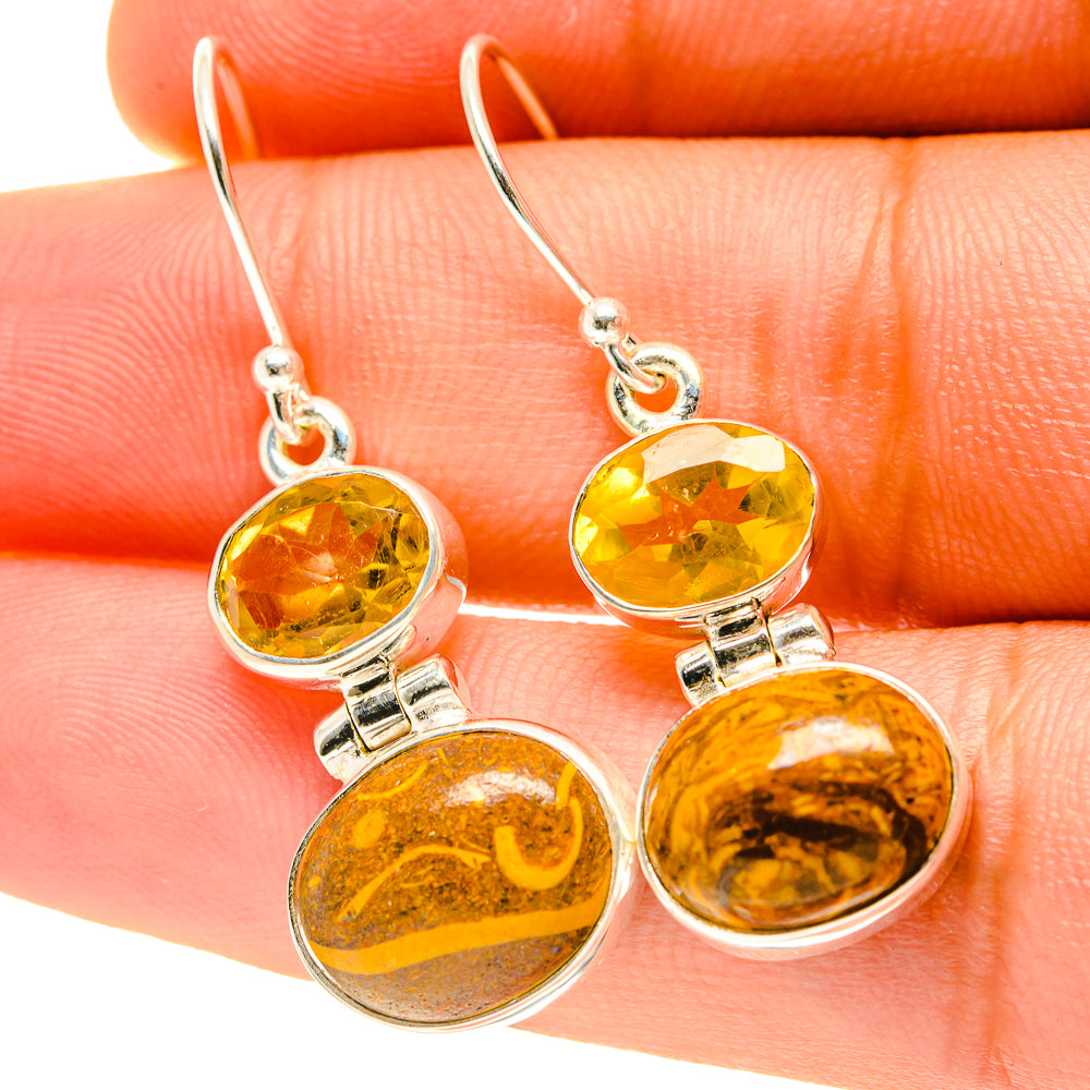 Palm Wood Jasper Earrings handcrafted by Anasilvercos - EARR417438