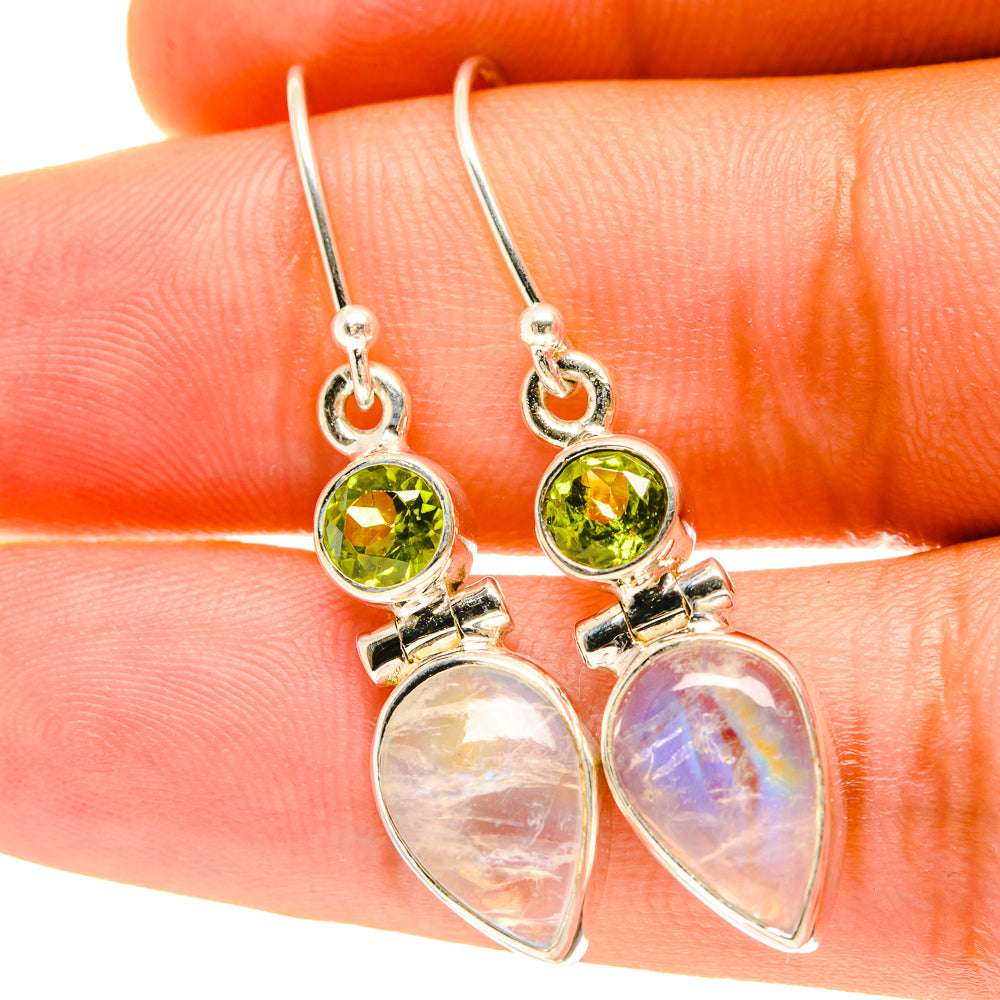 Rainbow Moonstone Earrings handcrafted by Anasilvercos - EARR417441