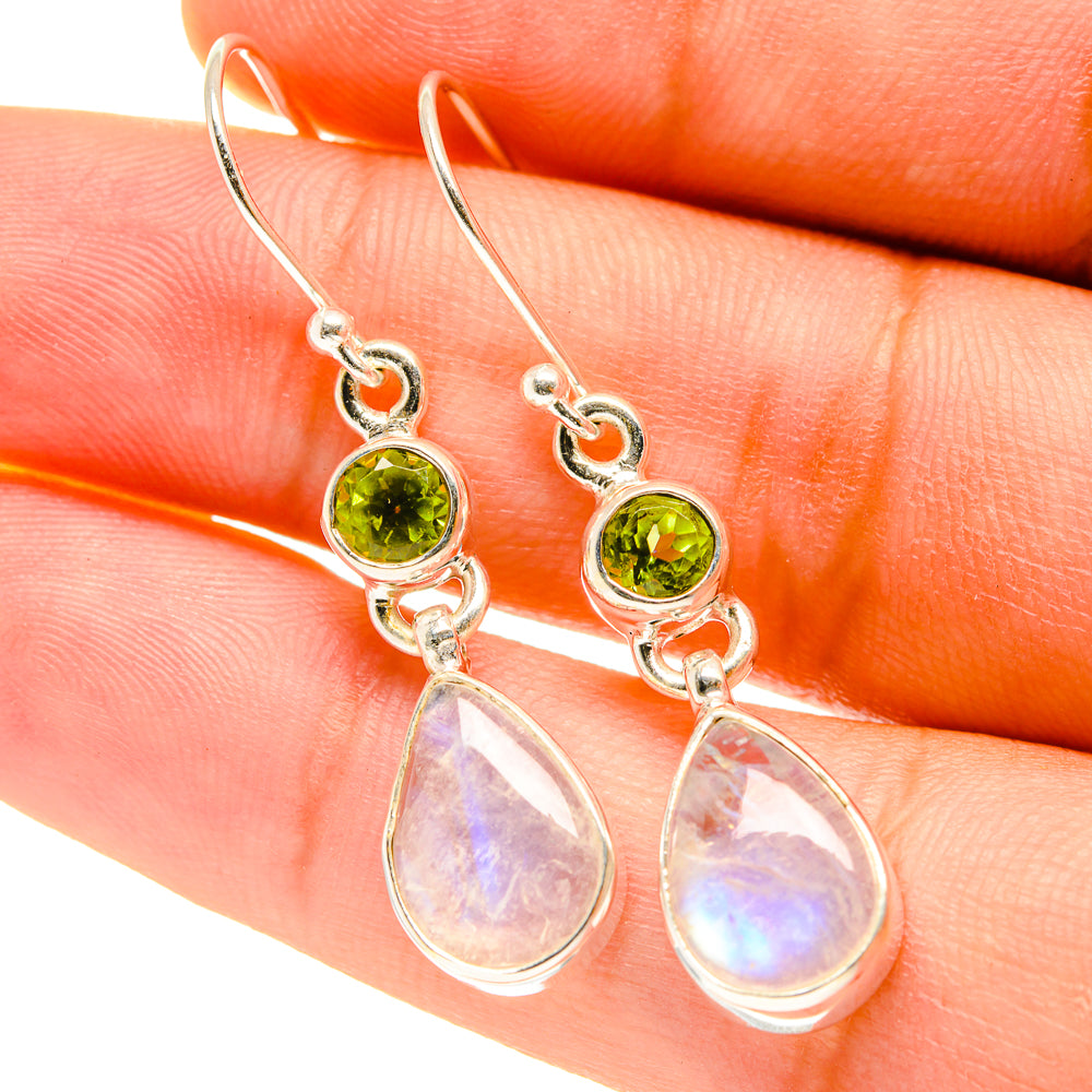 Rainbow Moonstone Earrings handcrafted by Anasilvercos - EARR417462